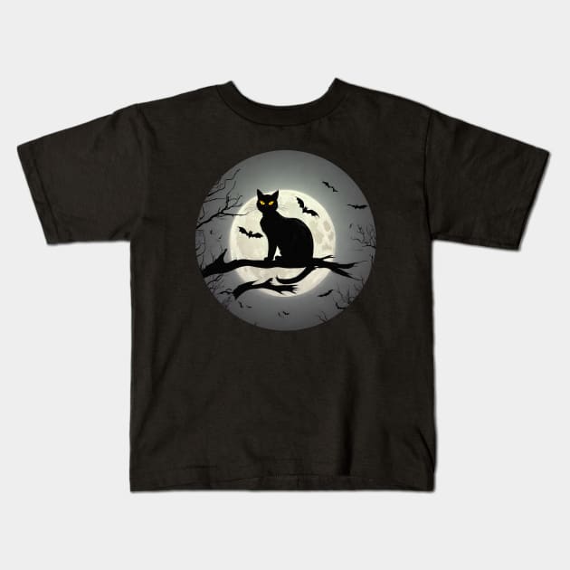 Halloween Moon The_cat_and_the_bat Kids T-Shirt by  El-Aal